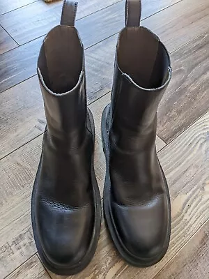 $49 • Buy Zara Black Leather Lug Boots 40