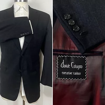 Davide Cotugno Made To Measure Wool & Cashmere Charcoal Blazer Sport Coat 46R • $49.99