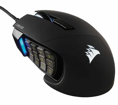 CORSAIR SCIMITAR RGB ELITE MOBA/MMO Optical Gaming Mouse Black - BNIB • £46