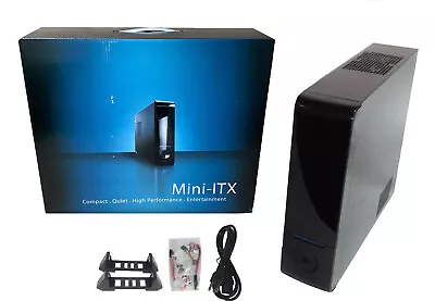 NEW Black Mini-ITX Media Center HTPC Slim Desktop/Tower PC Case 200W PSU Stand • $45