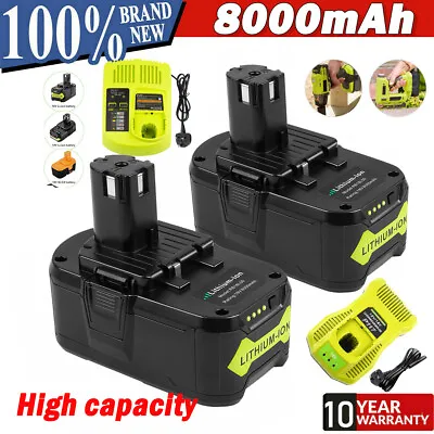 1-2X 18V 8.0Ah For RYOBI P108 One+Plus High Capacity Battery 18Volt Lithium /LED • £14.99