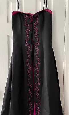 Vintage 90s!Masquerade Size 11/12 Black Satin Formal Long Prom Gown Dress Goth • $60