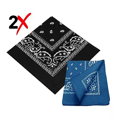 2 Pack Bandana 100% Cotton Paisley Print Double-Sided Scarf Head Neck Face Mask • $5.49