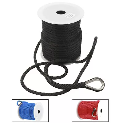 NovelBee 3/8  X 150' Solid Braid MFP Anchor Line Anchor Rope With Thimble 1290LB • $29.39