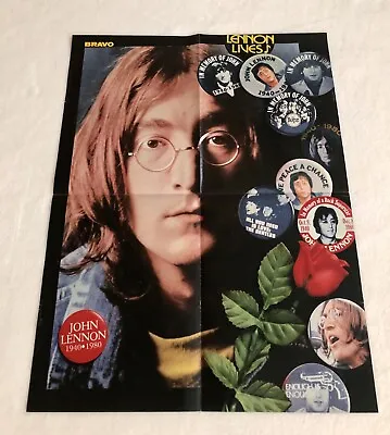 JOHN LENNON POSTER 1981 BEATLES German Music Magazine Bravo Vintage Rare 1980s • $21