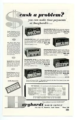 QST Ham Radio Magazine Print Ad HALLICRAFTERS Models From Burhhardt (2/1955) • $11.14