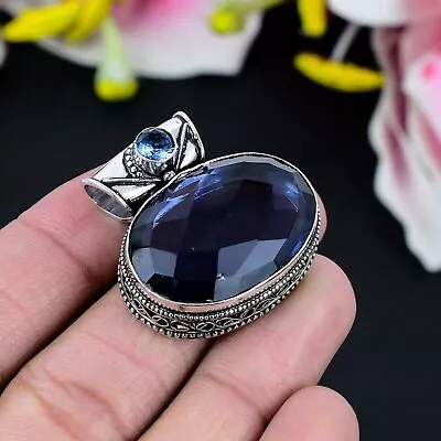 Tanzanite Blue Topaz Gemstone Handmade 925 Sterling Silver Pendant Jewelry • £12.34