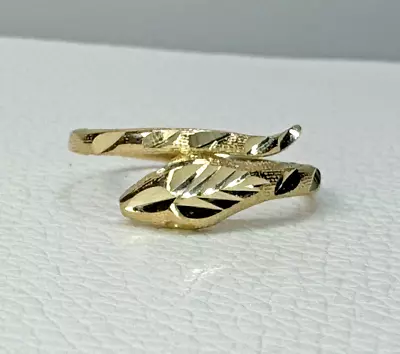 Vintage 10K Gold Snake Wrap Ring Yellow Diamond Cut Band Sz 10.5 1.9g 8mm • $169