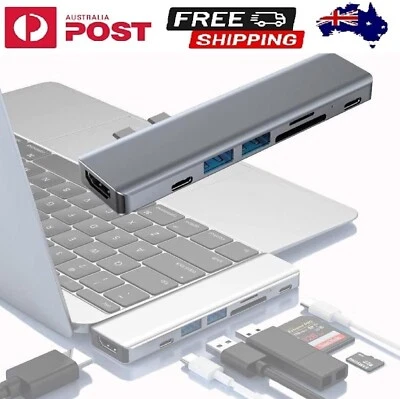 $29.99 • Buy 6 In 1 USB-C HUB Type-C Adapter MacBook/Windows Multi 3.0 4K HDMI Ethernet AUS
