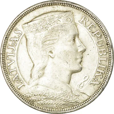 [#657878] Coin Latvia 5 Lati 1929 AU Silver KM:9 • $49.96