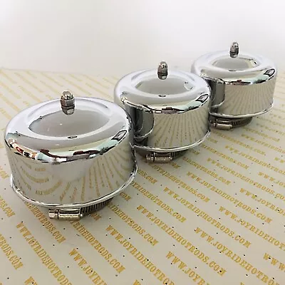 Hot Rod 3 X 2BRL  Domed Chrome Air Cleaners 2 5/8  Or 2 5/16  Neck- Tri-Carb • $62