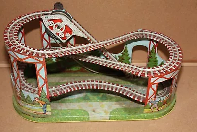 Vintage J. Chein & Co. USA Tin Litho Large Roller Coaster Wind Up Toy NO CARS • $75