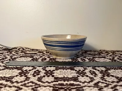 Rare American Yellow Mocha Ware Bowl Blue Stripes 1800’s Antique • $55