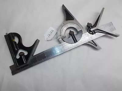 MILLERS-FALLS VTG. 12  Machinists Combination Square Protractor & Ctr. Head USA • $151.76