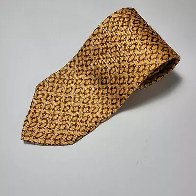 Brooks Brothers Men's Gold Chain Rings100% Silk Necktie Handmade In USA • $24.99