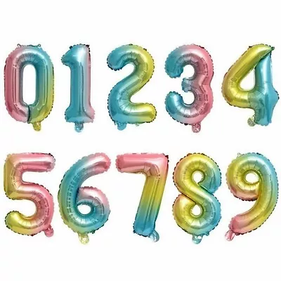 16  32  40  Inch LARGE FOIL NUMBER BALLOONS BIRTHDAY PARTY DECOR HELIUM 2024 AGE • £1.29