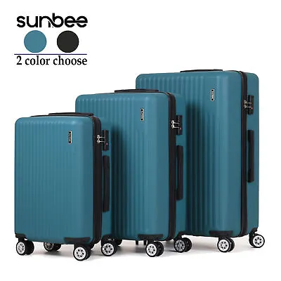 Sunbee Luggage Set 3 Piece 20  24  28  Hardshell Suitcase W/ TSA Spinner Wheels • $99.95