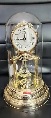 £38.29 • Buy Rhythm Quartz Clock Mantel Anniversary Gold Glass Dome Rings Angels 