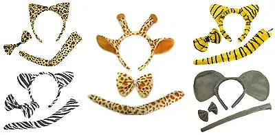 Safari Zoo Fancy Dress Set Ears Tail Animal Fancy Dress Dressing Up Costume • £4.95