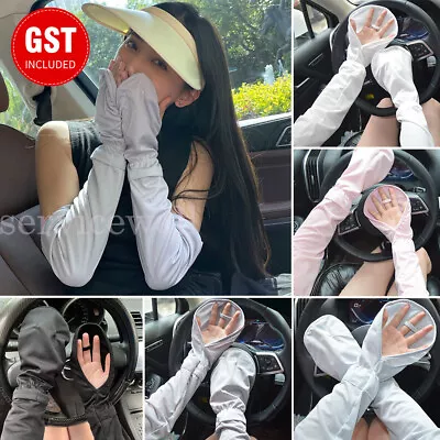 $8.41 • Buy UV Sun Protection Ice Silk Cooling Long Arm Driving  Gloves Sleeves Sports AU
