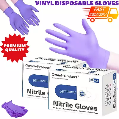 Disposable Gloves Powder Free Latex Free Clear Vinyl Nitrile Purple  20/50/100 • £4.99