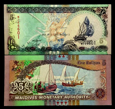 Maldives 5 Rufiyaa Banknote World Paper Money UNC Currency Bill Note • $4.25
