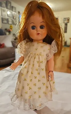 Virga LUCY Doll UNMARKED 1950s 9  Tall Red Hair Blue Eyes Sleepy  • $18