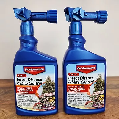 (2) BioAdvanced 3-in-1 Insect Disease Mite Control Flowers Trees 32oz Lot Of 2 • $37.99
