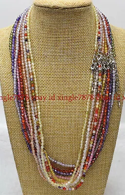 Natural 3mm Faceted Multicolor Zircon Round Gemstone Beads Necklace 20  AAA+ • $4.99