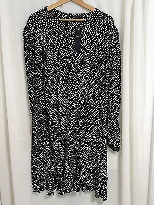 Marks And Spencer M & S Black/White Spotted Midi Dress Size 24 BNWT • £17.59