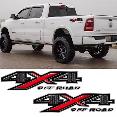 2x Carbon Fiber Style 4X4 Off Road Truck Bed Decal Vinyl Sticker For Dodge RAM • $12.99