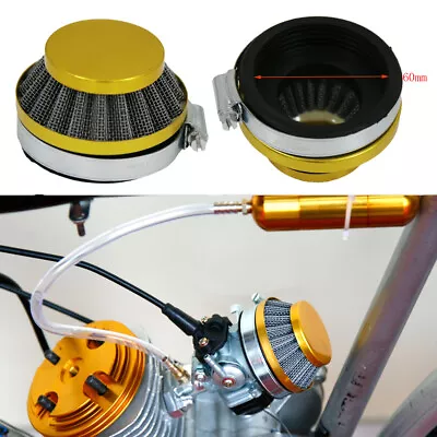 Yellow 60mm Air Filter Fit Carburetor 2 Stroke Motorized Bicycle 49cc 60cc 80cc • $6.99