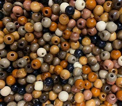 100 X Brown Mixed 12mm Wood Craft Wooden Round Beads Hole 2-3mm W230 • £3.50