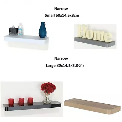 Narrow Floating Wall Shelves Shelf Shelving Kit Rack Decorating Display 4 Colors • £9.90