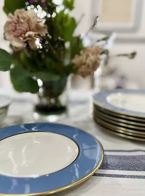 8 Flintridge Sylvan Dutch Blue Gold Rim Salad Plate 8 1/2”  Designer Tableware • $150