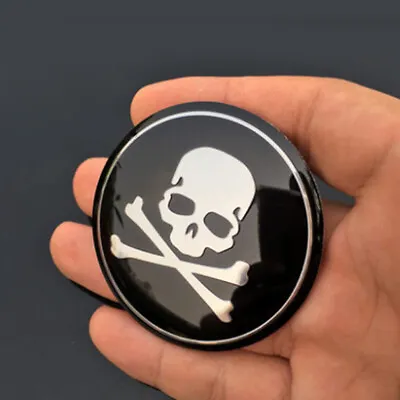 4x 56mm Skull Car Wheel Rim Center Hub Cap Cover Emblem Bone Stickers Decal DIY • $7.58