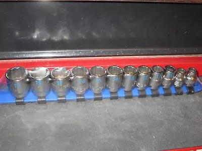 MATCO 3/8  DRIVE 12-PC METRIC 12 Point SOCKET SET Shallow  SBM122TA  NEW W/rail • $82.50