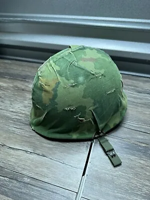 Original Vietnam U.S. Army Paratrooper Helmet M1 Mitchell Camo Cover & Liner • $179.99