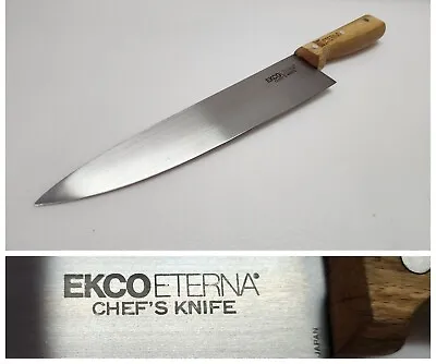 Vintage Ekco Eterna 10  Chef's Knife 15.5  Overall - Wood Handle - Made In Japan • $79.01