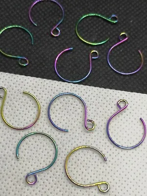 4 Stainless Steel Rainbow Earring Wire Hook Blanks Round Colourful (E 047)  • £3.60