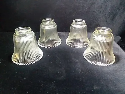 4 Clear Ribbed Clear Thick Glass Ceiling Fan Light Globe Lamp Shades 4.5 H 2.25  • $17.81