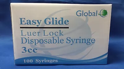 Easy Glide 3ml Luer Lock Syringes - No Needle - Pack Of 100 3cc Sterile Syringe • $14.99