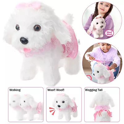 Interactive Electronic Pet Dog Kid Toy W/Detachable Lead Walk Touch Sensing • £21.99