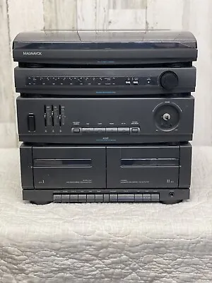 Magnavox AS305M Stereo Turntable Receiver Dual Cassette Player TESTED WORKING • $35