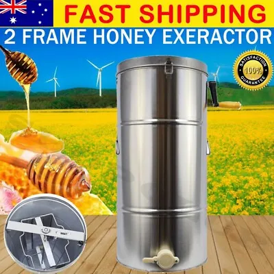 Honey Extractor 2-Frame Stainless Manual Crank Honey Bee Spinner Beekeeping Set • $132