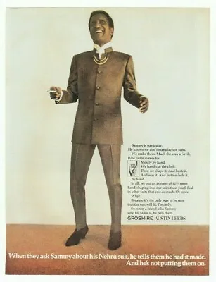 SAMMY DAVIS JR. NEHRU SUIT 1960's 6.5  X 8.5  Repro Magazine Ad AD6 • £4.83