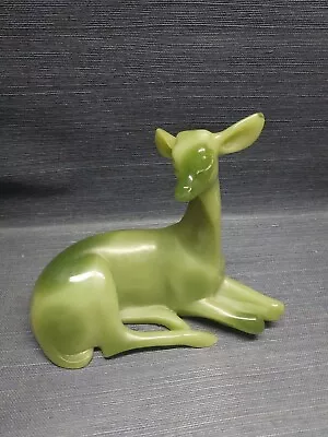 G. Ruggeri Italy Signed Green Doe Deer Figurine Faux Jade • $49.95