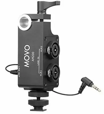 Movo AM200 2-Channel XLR Microphone Audio Mixer With Shoe And 15mm Rod Mounting • $69.95