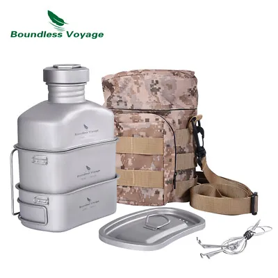 Titanium Military Canteen Cups Set Camping Hiking Water Bottle Bowl Mess Kit • $173.80