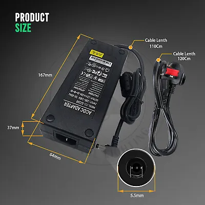 AC100-240V To DC 12V 2A Regulated Power Adapter Plug Cord Switching Power Supply • £7.06